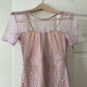 Lilac Purple Nude Short Lace Dress